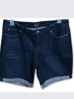Jennifer Lopez Dark Indigo Roll-Cuff Denim Shorts size 16